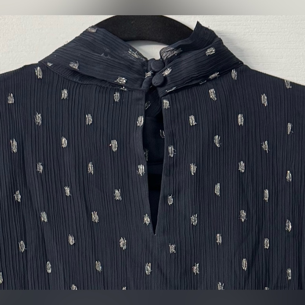 Ann Taylor Petite Metallic Designed Blouse with a Bow - Picture 7 of 9
